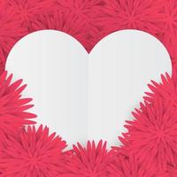 Valentinstagskarte mit weißem Herzen auf einem rosa Blumenhintergrund vektor