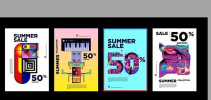 sommarmusik och mode försäljning rabatt reklam banner mall vektor