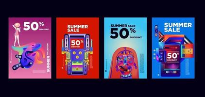 sommarmusik och mode försäljning rabatt reklam banner mall vektor