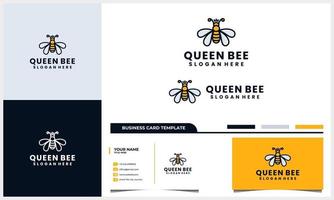 bee honung kreativa symbol logotyp, drottning bi linjär logotyp med visitkortsmall vektor