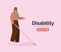 Behinderungsbewusstseinsplakat mit blinder Frau
