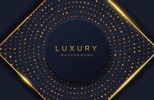 eleganter Luxushintergrund mit glänzendem Goldpunktmuster lokalisiert auf Schwarz. abstrakter realistischer Papierschnitthintergrund. elegante Cover-Vorlage vektor