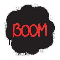 explosion graffiti med ord bom sprutas i svart spray måla. vektor illustration