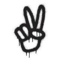 Hand Geste v Zeichen zum Frieden Symbol mit schwarz sprühen malen. Vektor Illustration.