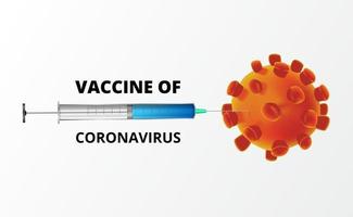 bekämpa koronavirus. vaccin mot covid-19. illustration koncept av spruta och 3d virus bakterier koncept. vektor