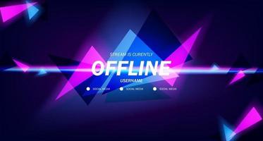 moderner Hintergrund-Bildschirmschoner Offline-Stream-Gaming-Hintergrund mit leuchtenden Dreiecken in Neonrosa und Cyan vektor