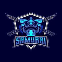 mask av samuraj krigare e-sport logotyp hjälm i årgång stil vektor illustration