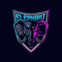 Elefant Maskottchen Spielen Logo. Elefant Kopf E-Sport Logo Vektor Maskottchen Vorlage