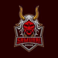 Samurai Logo. Ronin Samurai oni Dämon E-Sport Maskottchen Vektor Design Vorlage