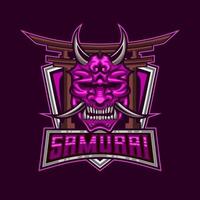 ronin samuraj e-sport logotyp. samuraj ronin ansikte mask logotyp design vektor ikon symbol mall