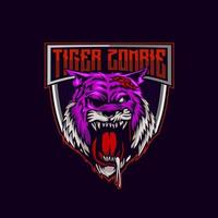 Tiger Zombie Logo. Tiger Zombie E-Sport Maskottchen Logo Vektor Maskottchen Vorlage