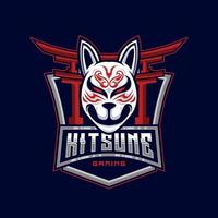 Kitsune Logo. Kitsune E-Sport Logo Design Vektor japanisch Wolf Vektor Illustration