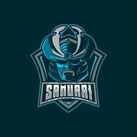 ronin samuraj e-sport maskot logotyp design vektor illustration mall