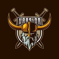 viking krigare e-sport logotyp design mall vektor illustration