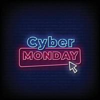neonskylt cyber måndag med tegelvägg bakgrund vektor