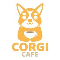 modern Maskottchen eben Design einfach minimalistisch süß Corgi Hund Logo Symbol Design Vorlage Vektor mit modern Illustration Konzept Stil zum Cafe, Kaffee Geschäft, Restaurant, Abzeichen, Emblem und Etikette