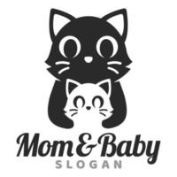 modern maskot platt design enkel minimalistisk söt katt mamma pappa föräldrar logotyp ikon design mall vektor med modern illustration begrepp stil för varumärke, emblem, märka, bricka, sällskapsdjur affär