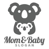 modern maskot platt design enkel minimalistisk söt koala mamma pappa föräldrar logotyp ikon design mall vektor med modern illustration begrepp stil för varumärke, emblem, märka, bricka, Zoo
