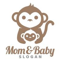 modern Maskottchen eben Design einfach minimalistisch süß Affe Mama Papa Eltern Logo Symbol Design Vorlage Vektor mit modern Illustration Konzept Stil zum Marke, Emblem, Etikett, Abzeichen, Zoo