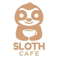 modern Maskottchen eben Design einfach minimalistisch süß Faultier Cafe Logo Symbol Design Vorlage Vektor mit modern Illustration Konzept Stil zum Cafe, Kaffee Geschäft, Restaurant, Abzeichen, Emblem und Etikette