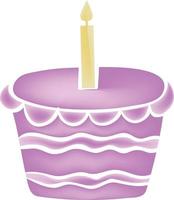 Rosa Geburtstag Kuchen mit ein Kerze. vektor