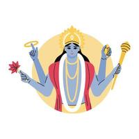 indisk Gud herre vishnu. etnisk gudom av hinduism mytologi. vektor illustration design