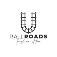 Eisenbahn Spur Vektor Illustration Logo mit Brief u