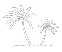 Palme Bäume kontinuierlich einer Linie Zeichnung vektor