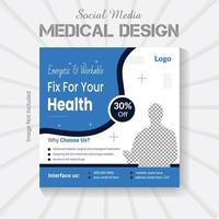 social media posta medicinsk baner mall, modern vektor sjukvård klinik affisch layout.