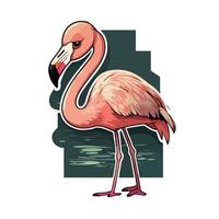 söt flamingo tecknad serie stil vektor