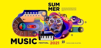 Sommer Musik Tag Festival Banner vektor