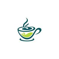 Kaffee Blatt Kaffee Tasse Logo Design. Kaffee Tasse Logo auf Weiß Hintergrund. vektor