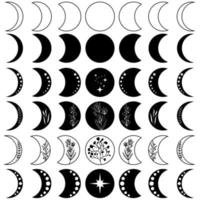 måne fas ikon vektor uppsättning. mystiker himmelsk illustration tecken samling. boho måne symbol eller logotyp.