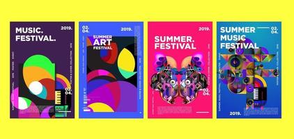 Sommer Musik und Kunst Festival Poster Set vektor