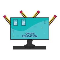 uppkopplad kurser och utbildningar, webbseminarium, distans utbildning, kunskap, mobil inlärning app och e-lärande. vektor illustration för affisch, baner, presentation