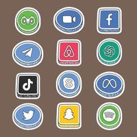 online Technik Sozial Medien Aufkleber einstellen vektor
