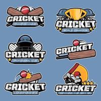 logotyp uppsättning för cricket sport vektor