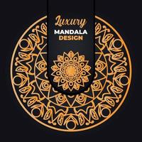 lyx dekorativ mandala design bakgrund i guld Färg. ramadan stil dekorativ mandala. arabicum islamic mandala för skriva ut, affisch, omslag, flygblad, baner. indian, kunglig, turkiska, yoga vektor