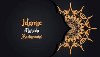 mandala, islamisch Hintergrund, Luxus Design. ein schwarz Hintergrund mit ein Gold Muster Das sagt islamisch Mandala Hintergrund ' vektor