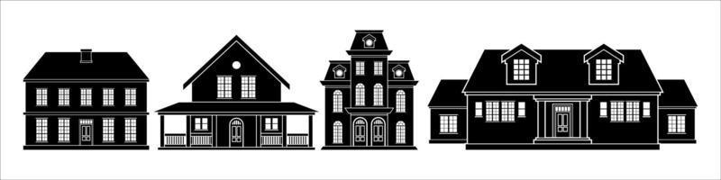 Haus Silhouette, schwarz Zuhause Vektor auf Weiß Hintergrund, zum echt Nachlass die Architektur Design