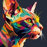 Katze Gesicht gezeichnet mit wpap Kunst Stil, Pop Kunst, Vektor Illustration.