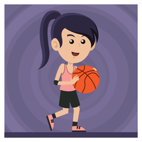 Mädchen, das Basketball spielt vektor