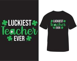 am glücklichsten Lehrer je st Patrick's Tag T-Shirt Design Profi herunterladen vektor