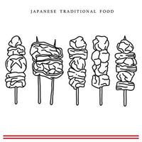 premie vektor hand dra sushi uppsättning för japansk kök restaurang