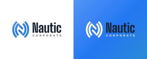 modern Blau Brief n Logo Design mit Negativ Raum Konzept. geeignet zum Geschäft, Technologie, Netzwerk, oder Musik- Unternehmen Logo vektor