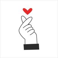 händer göra en form av en hjärta med fingrar. hjärtans dag och kärlek symbol. romantisk koreanska gest. vektor platt illustration.