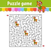 quadratisches Labyrinth. Spiel für Kinder. Puzzle für Kinder. Labyrinth Rätsel. den richtigen Weg finden. Zeichentrickfigur. Vektor-Illustration. vektor