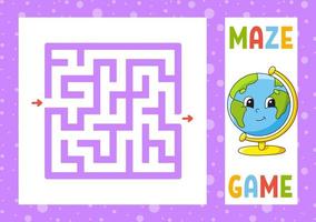 quadratisches Labyrinth. Spiel für Kinder. Puzzle für Kinder. fröhlicher Charakter. Labyrinth Rätsel. den richtigen Weg finden. Vektor-Illustration. vektor