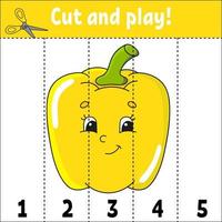 Lernzahlen 1-5. schneiden und spielen. Arbeitsblatt Bildung. Spiel für Kinder. Aktivitätsseite in Farbe. Puzzle für Kinder. Rätsel für den Kindergarten. Cartoon-Stil. Vektor-Illustration. vektor