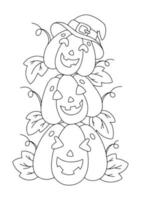 staplade pumpor. färg bok sida för ungar. halloween tema. tecknad serie stil karaktär. vektor illustration isolerat på vit bakgrund.